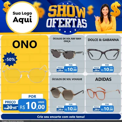 Modelo de Rede Social para Feed Facebook com o tema Show de Ofertas para Óticas