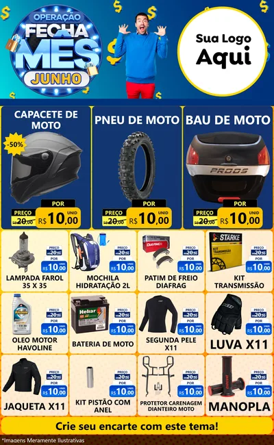 Modelo de Encarte para Encarte Grande com o tema Operação Fecha Mês, Junho para Moto peças