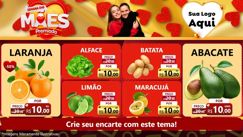 Modelo de TV para TV Horizontal com o tema Semana das Mães Premiada para Hortifrúti