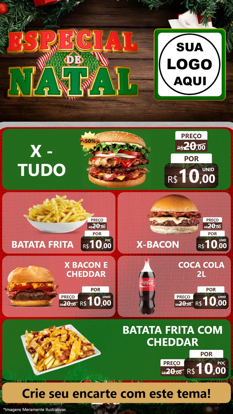 Modelo de TV para TV Vertical com o tema Especial de Natal para Hamburgueria