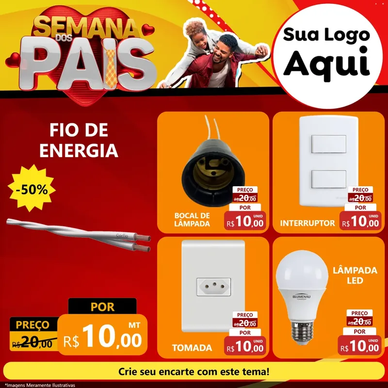 Modelo de Rede Social para Feed Facebook com o tema Semana Dos Pais para Materiais Elétricos