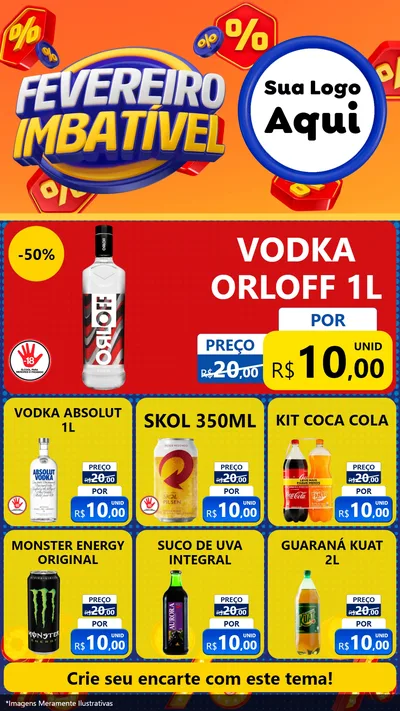 Modelo de Rede Social para Stories com o tema Fevereiro Imbatível para Distribuidora de bebidas