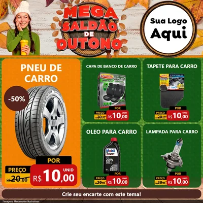 Modelo de Rede Social para Feed Facebook com o tema Mega Saldão de Outono para Auto peças