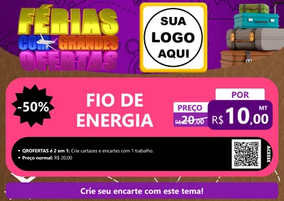 Modelo de Cartaz para Cartaz A4 Horizontal com o tema Férias com Grandes Ofertas para Materiais Elétricos