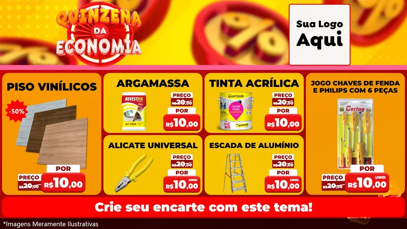 Modelo de TV para TV Horizontal com o tema Quinzena Da Economia para Material para Construção