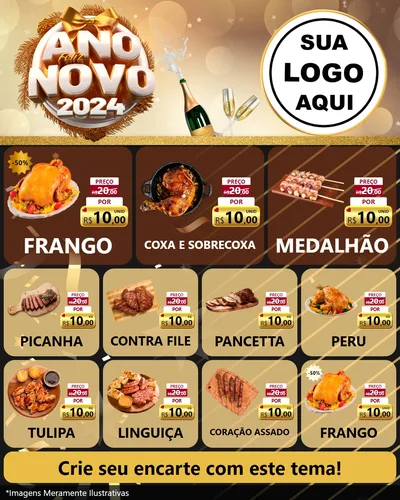 Modelo de Rede Social para Feed Instagram com o tema Feliz Ano Novo 2027 para Assados