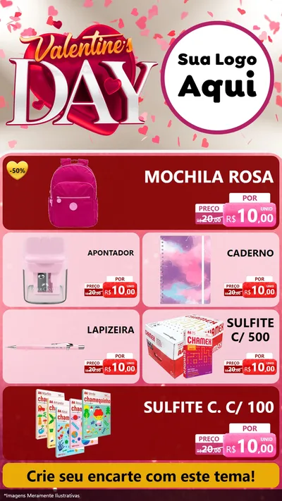 Modelo de TV para TV Vertical com o tema Valentine's Day para Papelaria