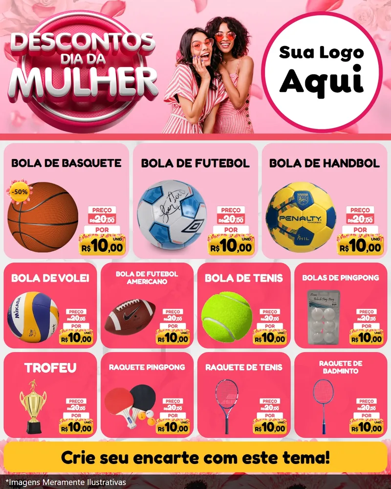 Modelo de Rede Social para Feed Instagram com o tema Descontos Dia da Mulher para Artigos Esportivos