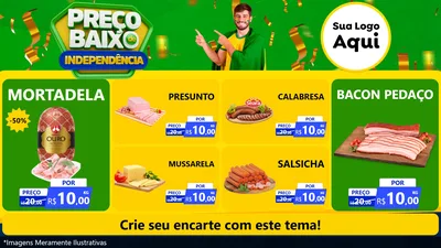 Modelo de TV para TV Horizontal com o tema Preço Baixo de Independência para Frios e Laticínios
