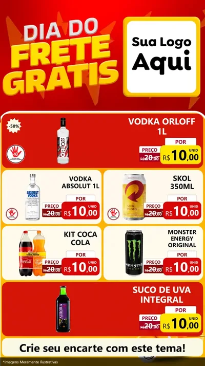 Modelo de TV para TV Vertical com o tema Dia do Frete Grátis para Distribuidora de bebidas