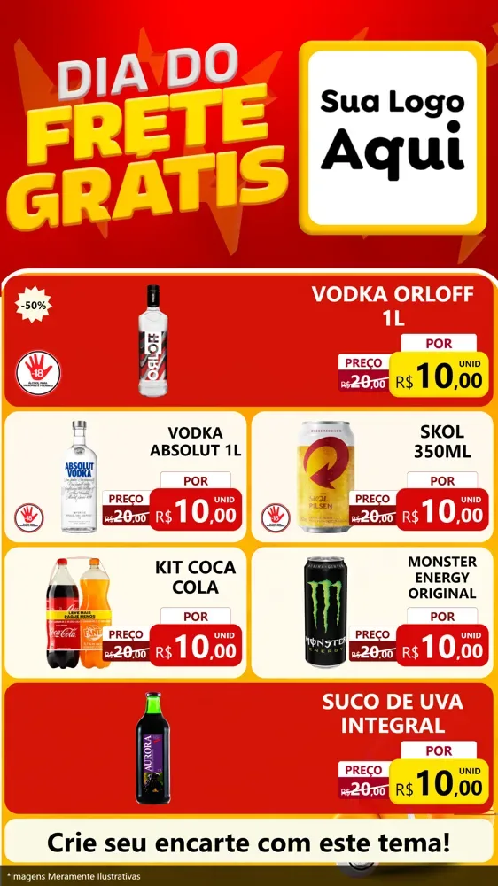 Modelo de TV para TV Vertical com o tema Dia do Frete Grátis para Distribuidora de bebidas