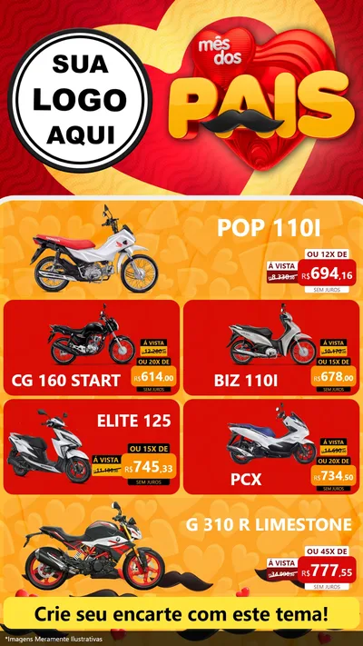 Modelo de TV para TV Vertical com o tema Mês Dos Pais para Concessionaria de Motos