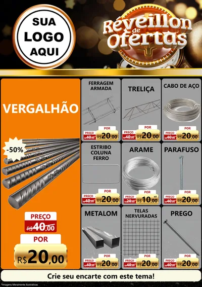 Modelo de Encarte para Encarte A4 Vertical com o tema Réveillon de Ofertas para Ferragens