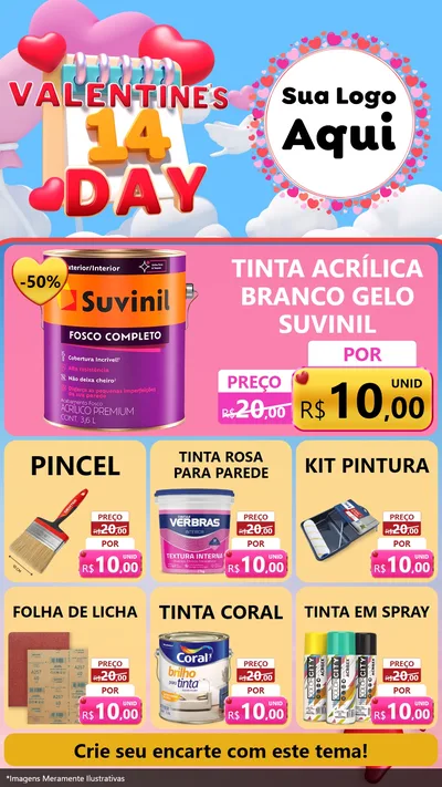 Modelo de Rede Social para Stories com o tema Valentine's Day para Tintas e Ferramentas
