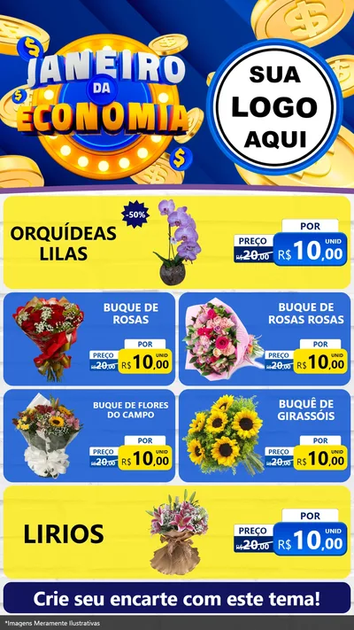 Modelo de TV para TV Vertical com o tema Janeiro da Economia para Floricultura e jardim