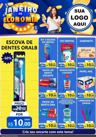 Modelo de Encarte para Encarte A4 Vertical com o tema Janeiro da Economia para Higiene Pessoal