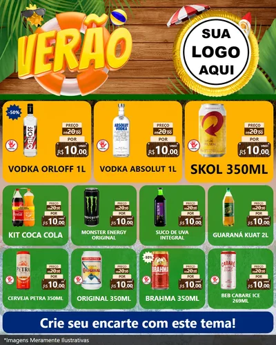Modelo de Rede Social para Feed Instagram com o tema Verão para Distribuidora de bebidas
