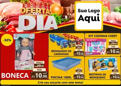 Modelo de Encarte para Encarte A4 Horizontal com o tema Ofertas do Dia para Brinquedos