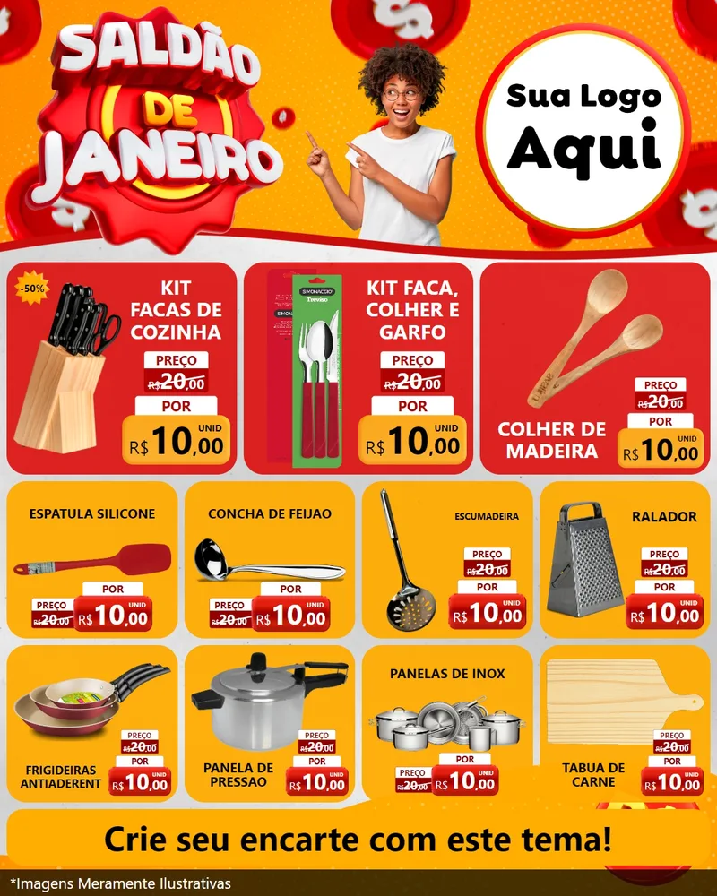 Modelo de Rede Social para Feed Instagram com o tema Saldão de Janeiro para Utilidades Domésticas