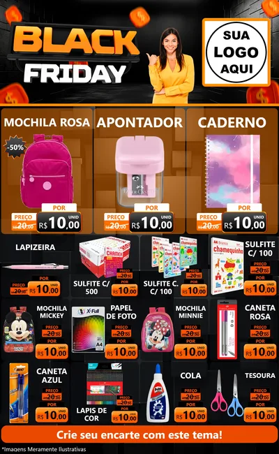 Modelo de Encarte para Encarte Grande com o tema Black Friday para Papelaria