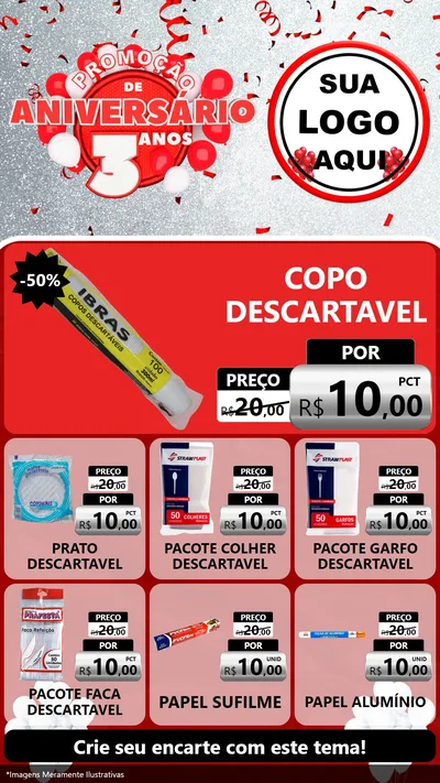 Modelo de Rede Social para Stories com o tema Promoção de Aniversário - 3 Anos para Embalagens