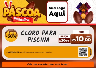 Modelo de Cartaz para Cartaz A4 Horizontal com o tema Páscoa Fantástica para Produtos para Piscina