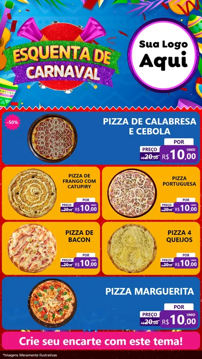 Modelo de TV para TV Vertical com o tema Esquenta de Carnaval para Pizzaria