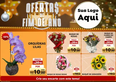 Modelo de Encarte para Encarte A4 Horizontal com o tema Ofertas de Fim de Ano para Floricultura e jardim