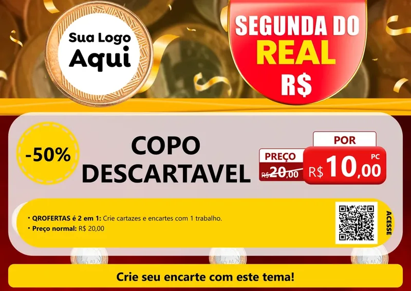 Modelo de Cartaz para Cartaz A4 Horizontal com o tema Segunda do Real para Embalagens