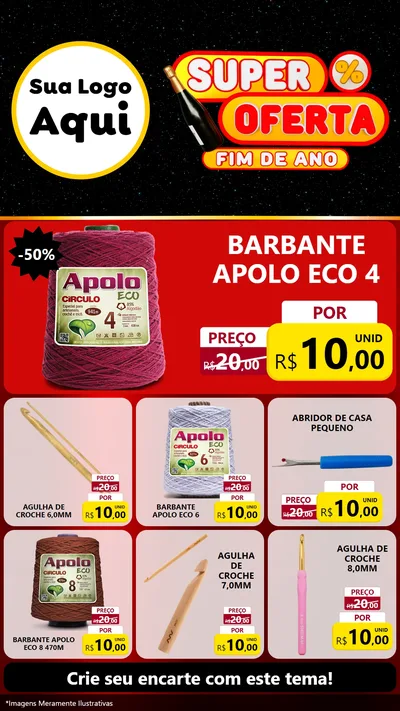 Modelo de Rede Social para Stories com o tema Super Oferta Fim de Ano para Armarinho e Aviamentos
