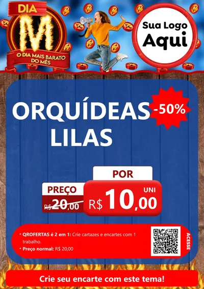 Modelo de Cartaz para Cartaz A4 Vertical com o tema Dia M - O Dia Mais Barato Do Mês para Floricultura e jardim