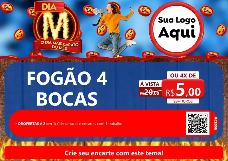 Modelo de Cartaz para Cartaz A4 Horizontal com o tema Dia M - O Dia Mais Barato Do Mês para Móveis e Eletro