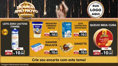 Modelo de TV para TV Horizontal com o tema Liquida Ano Novo Imperdível para Frios e Laticínios