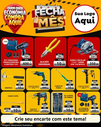 Modelo de Rede Social para Feed Instagram com o tema Fecha Mês para Maquinas e Ferramentas