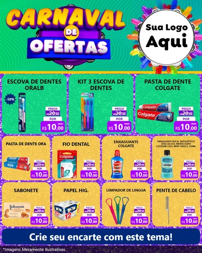 Modelo de Rede Social para Feed Instagram com o tema Carnaval de Ofertas para Higiene Pessoal