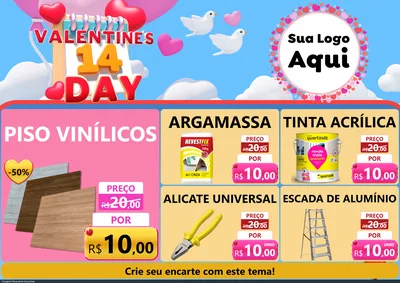 Modelo de Encarte para Encarte A4 Horizontal com o tema Valentine's Day para Material para Construção