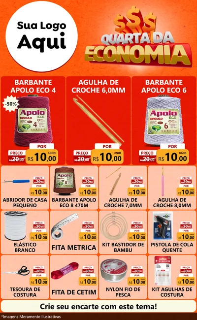 Modelo de Encarte para Encarte Grande com o tema Quarta da Economia para Armarinho e Aviamentos