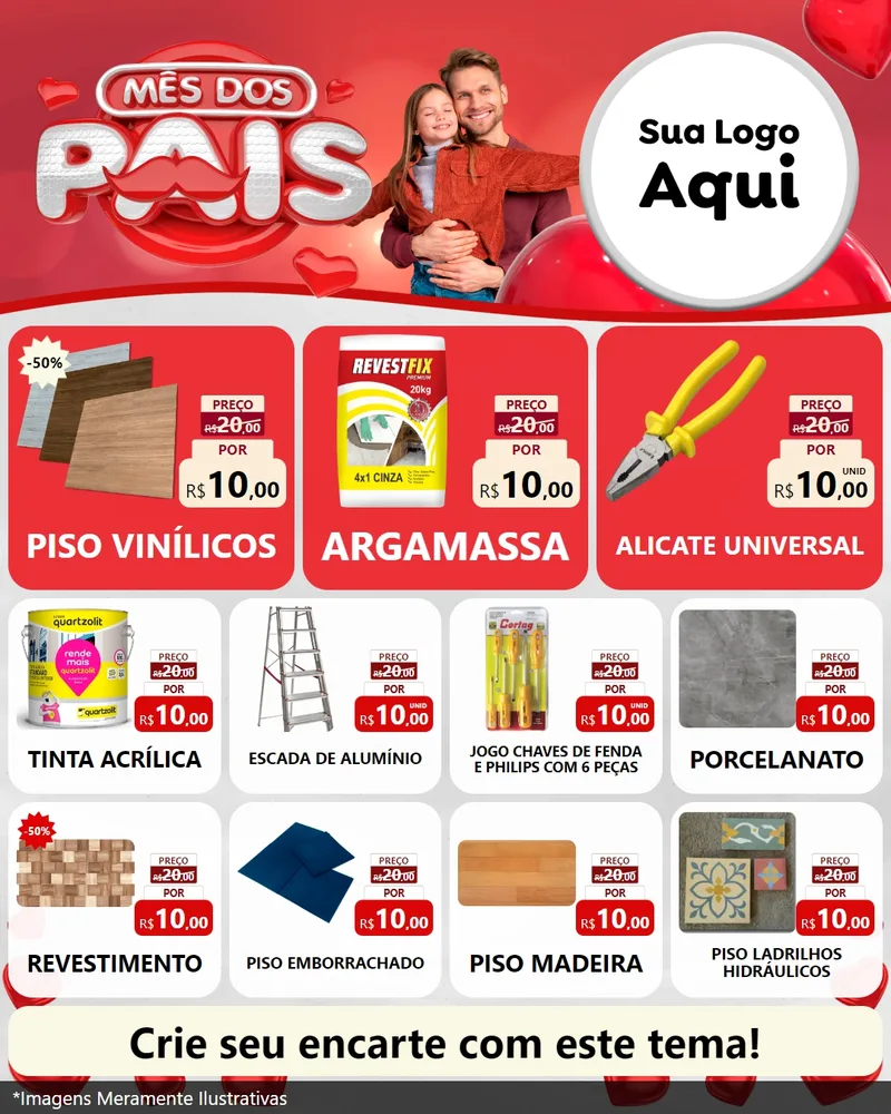Modelo de Rede Social para Feed Instagram com o tema Mês dos Pais para Material para Construção