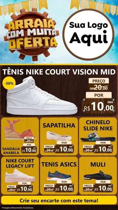 Modelo de Rede Social para Stories com o tema Ofertas de São João - Junina para Calçados