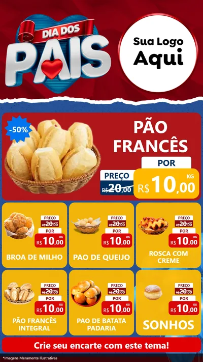 Modelo de Rede Social para Stories com o tema Dia dos Pais para Padaria