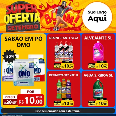Modelo de Rede Social para Feed Facebook com o tema Super Oferta Setembro para Produtos de Limpeza