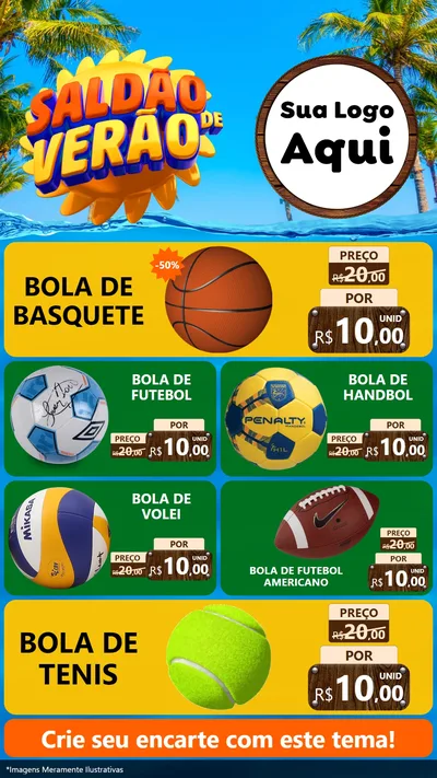 Modelo de TV para TV Vertical com o tema Saldão de Verão para Artigos Esportivos