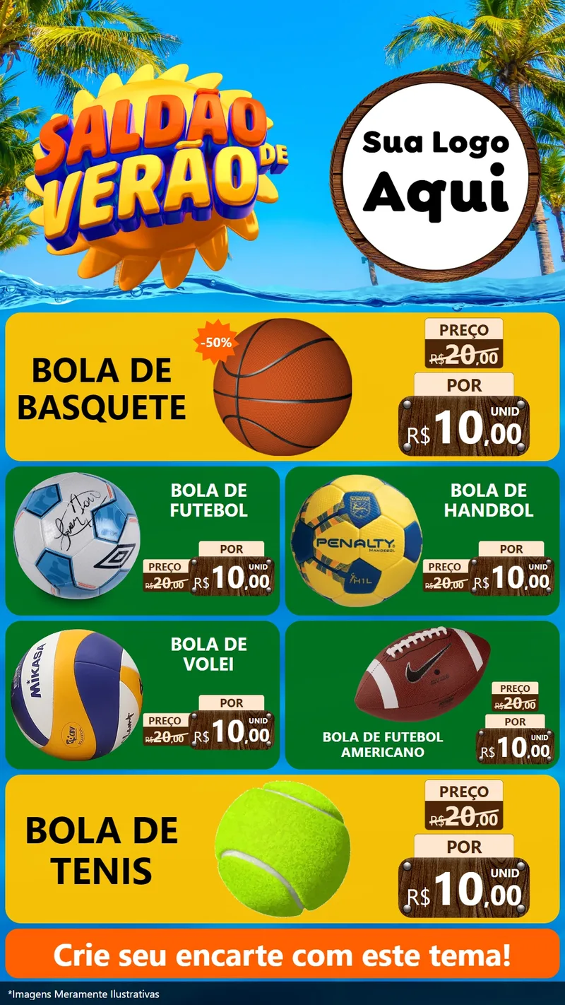 Modelo de TV para TV Vertical com o tema Saldão de Verão para Artigos Esportivos