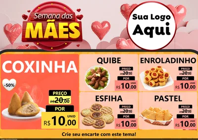 Modelo de Encarte para Encarte A4 Horizontal com o tema Semana das Mães para Salgadaria
