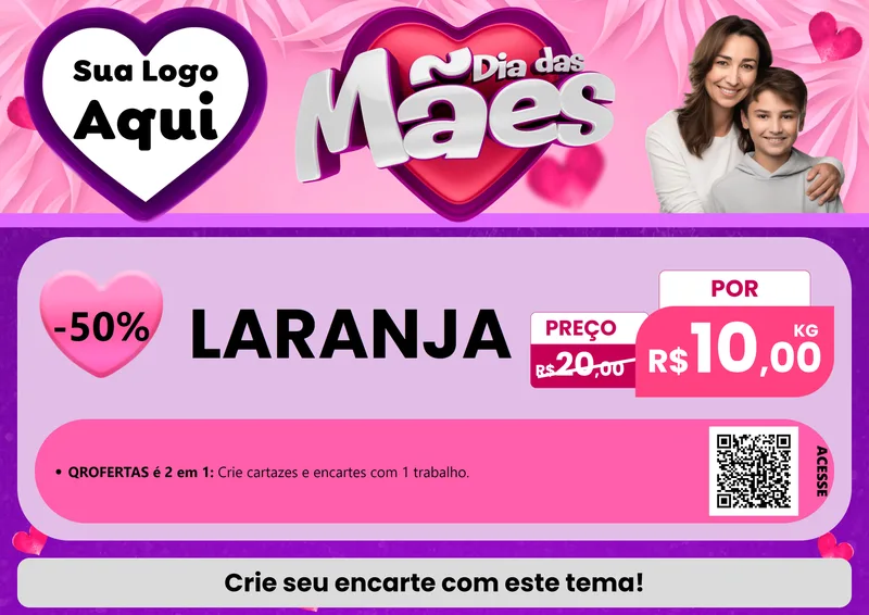 Modelo de Cartaz para Cartaz A4 Horizontal com o tema Dia das Mães para Hortifrúti