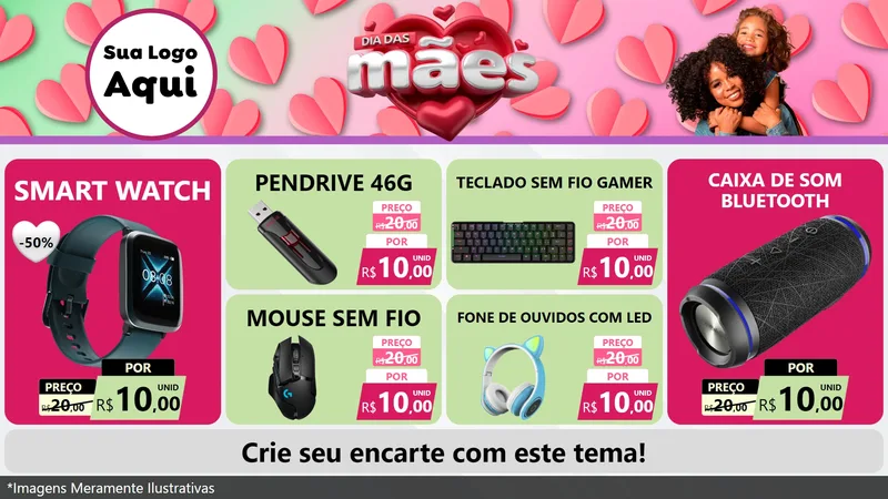 Modelo de TV para TV Horizontal com o tema Dia das Mães para Informática