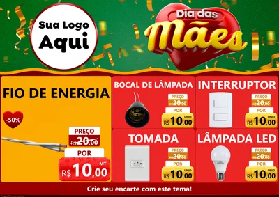 Modelo de Encarte para Encarte A4 Horizontal com o tema Dia das Mães para Materiais Elétricos