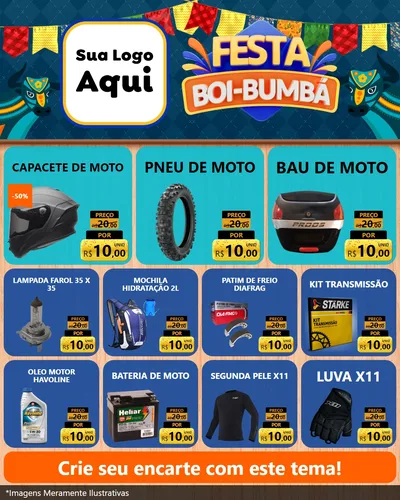 Modelo de Rede Social para Feed Instagram com o tema Festa Boi Bumbá para Moto peças