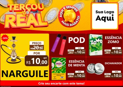 Modelo de Encarte para Encarte A4 Horizontal com o tema Terçou do Real para Tabacaria