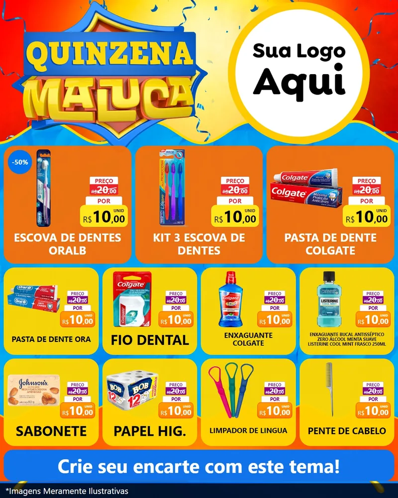 Modelo de Rede Social para Feed Instagram com o tema Quinzena Maluca para Higiene Pessoal